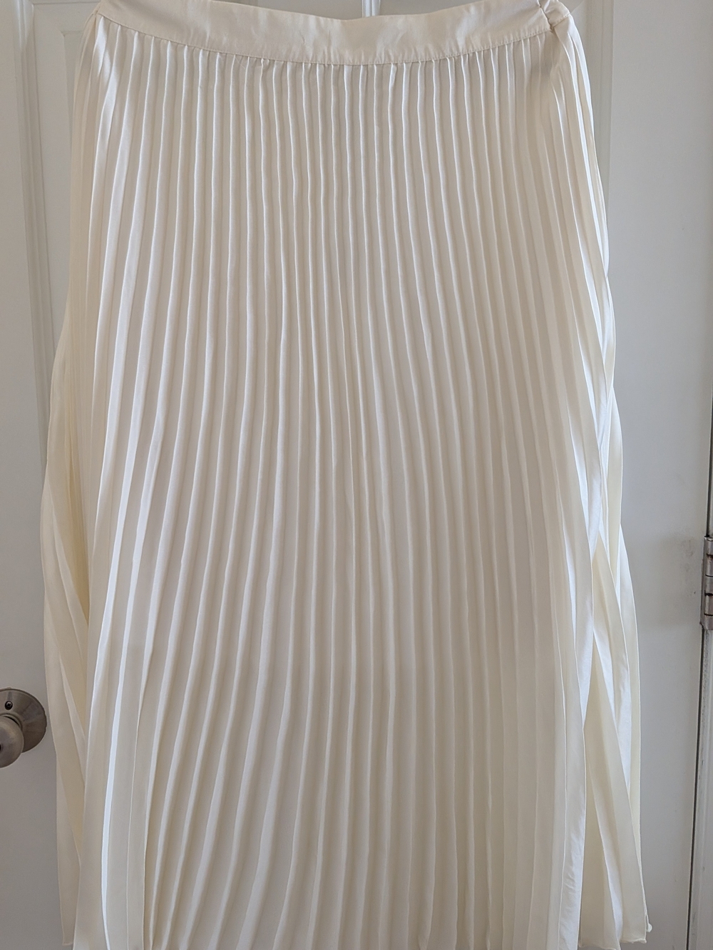 Pleated Cream Midi Skirt - Classic Women's Skirt